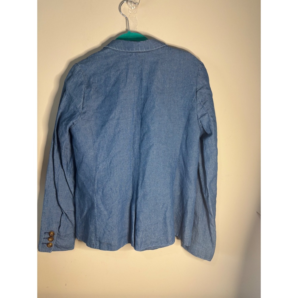 Madewell Womens Cotton‎ Linen Chambray Blazer Blue Single Button Jacket Size 6 - Picture 3 of 5